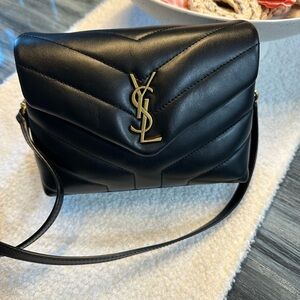 Yves Saint Laurent Black and Gold Crossbody Bag